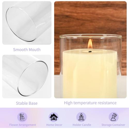 9 Pack Glass Cylinder Vases 16 Inch Tall Clear Flower Vases for Centerpieces, Hurricane Floating Candle Holder Wedding Decorations, Floral Simple Vase Bulk for Party Home Decor (3.35 x 16 Inch)
