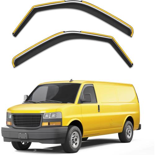 in-Channel Window Rain Guards Fit for Chevy Express Van 1996-2026 & GMC Savana 1996-2026 Rain Guard Extra Durable Window Deflectors Vent Visors Vent Shades Exterior Car Accessories