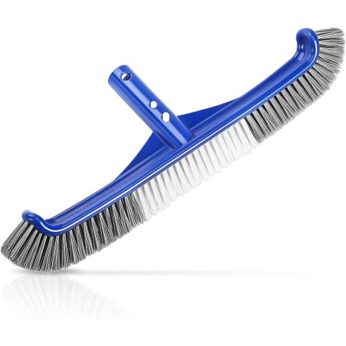 Pool Brush Head, 17 Pool Brushes for Cleaning Pool Walls, Curved Ends High-Efficiency Pool Scrub Brush,Premium Nylon Bristles Pool Brush with EZ Clip