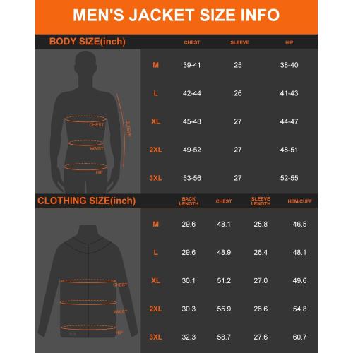 Heated Jacket for Men without Bαtterγ Pack, Winter Outdoor Soft Shell Electric Heating Coat with Detachable Hood size XL