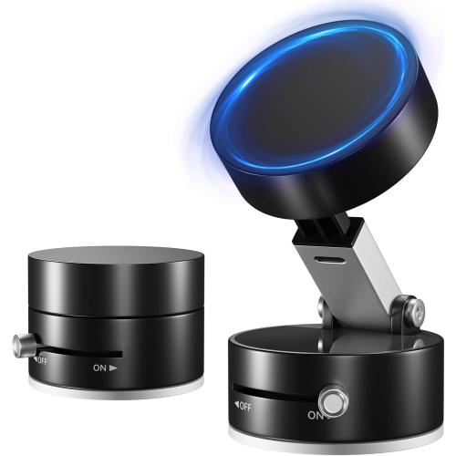 New Vacuum Magnetic Phone Holder, Suction Cup Phone Mount, Foldable Strong Magnetic Cell Phone Holder for Car/Gym/Mirror/Smooth Surface, Compatible with Magsafe iPhone