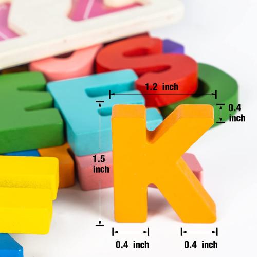 Attmu Alphabet Puzzles Wooden Puzzles for Toddlers Toy, Shape ABC Puzzle Alphabet Learning Toys Preschool Educational Toys Gift for Girls Boys