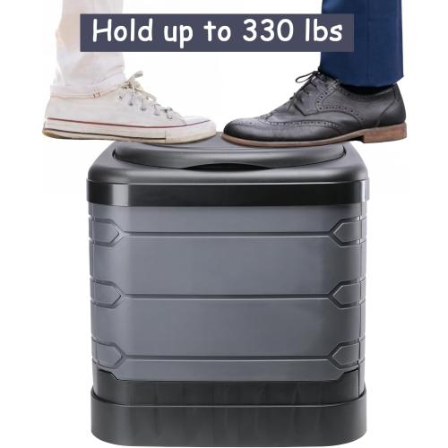 BLACK AND GREY Upgrade XXXL Portable Toilet for Camping, Extra Large Folding Toilet for Adults, Travel Potty for Camping, Hiking, RoadTrip, Car, Tent, Truck Drivers, the Aged