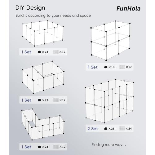 Small Animal Playpen, Guinea Pig Cages with Waterproof Mat, 12 Panels Pet Playpen for Hamsters, Hedgehog, Indoor Outdoor Plastic Fence, 48.5 x 24.8 x 16.1 inches