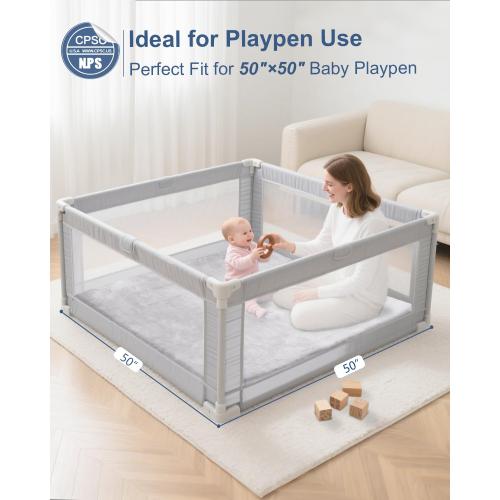 SEPARO Thick Baby Play Mat for Floor,50 x 50 Playpen Mat,Tummy Time Foam Mats,Ultra Soft Support & Plush Feel,Easy Care with Non-Slip Cushioned for Infant,Kids and Toddler Crawling,Grey