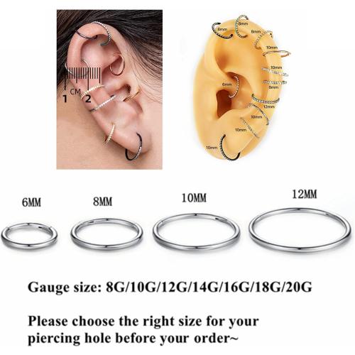 Yrogcu Nose Ring Lip Rings Septum-Clicker:8G 10G 12G14G 16G 18G 20G Dia.6mm 8mm 10mm 12mm 14mm 16mm Hinged Nose Piercing Hoop Ring Sleeper Earring Helix Rook Conch Cartilage Daith Tragus Earrings Nose Piercing Jewelry
