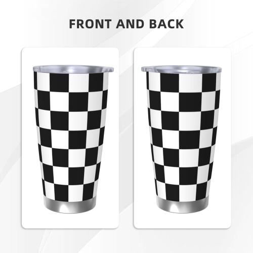 Checkered Tumbler 20oz Plaid Stainless Steel Vacuum Insulated Tumblers with Lid and Straw Travel Coffee Mug Tea Wine Cups Water Bottle Gifts for Women