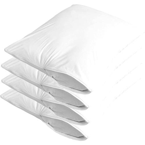 Niagara 4 Pack Waterproof Pillow Protectors King 20x36 Extra Soft Non Noisy Inches Smooth Zipper Premium Encasement Covers Quiet Cases Set White 100% Liquid Protection 100Gsm Super Soft