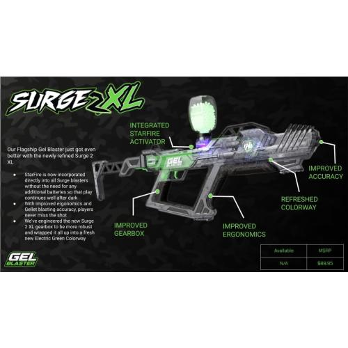 Gel Blaster Surge XL 2 with Built-in Starfire Glow Activator – Upgraded GelBlaster Toy with 150  Foot Range – Water Bead Ammo – Semi & Full Auto Modes – Glows in the Dark – 180-250 FPS – Ages 14