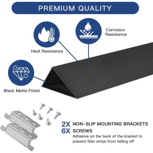 Black Slide-in Range Rear Filler Kit Black, Universal Triangular Fill Strip, Top Trim Kit Between Stove and Wall for Whirlpool & Most Brand, Aluminum Gap Cover, 30 Long