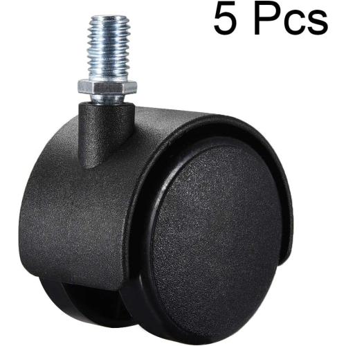 uxcell Furniture Casters 2 Inch Nylon M10 x 15mm Threaded Stem Swivel Caster Wheels, 38lb Capacity Each Wheel, 5 Pcs