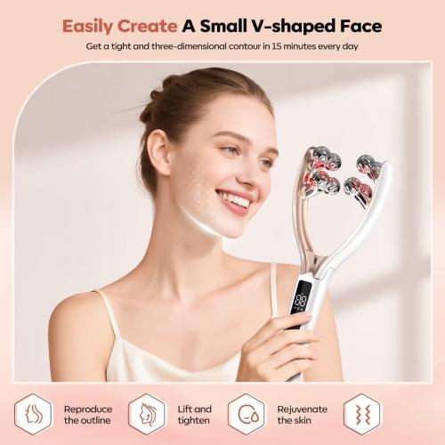 Doge&Vollar Face and Neck Massager | Jaw Massager with Face Roller | Facial Sculpting Tool for Tmj Massager | Vibration & Relaxation Gift for Home & Travel Use