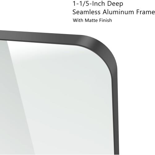 VocalStar Black Metal Framed Bathroom Mirror for Wall, 22 x 30 Inch Rounded Rectangle Matte Black Bathroom Vanity Mirror Farmhouse, 1/4-inch Shatterproof Glass | Ultra-Flush Hanging