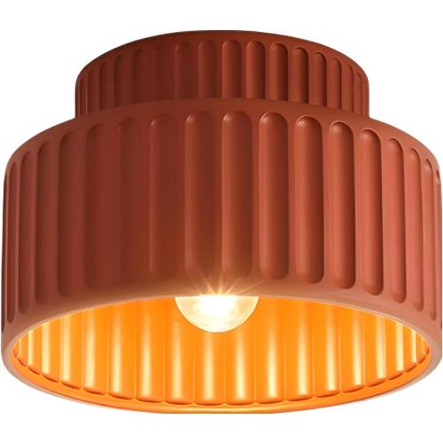 Nordic Round Semi Flush Mount Ceiling Light Vintage Small Hallway Lamp Fixtures Kitchen Ceiling Mount Light Orange Red Resin Close to Ceiling Lamp Modern Bathroom Overhead