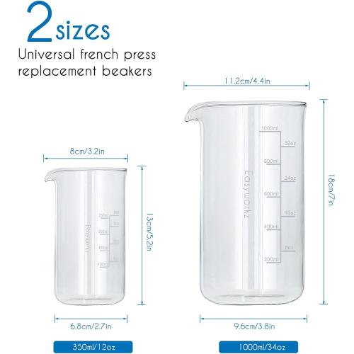 Easyworkz Borosilicate Glass Replacement Beaker for 9oz French Press Coffee Maker
