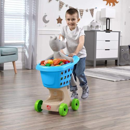 Step2 Little Helper's Shopping Cart for Kids, Play Grocery Cart, Made of Durable Plastic, for Toddlers 2  Years Old, Blue
