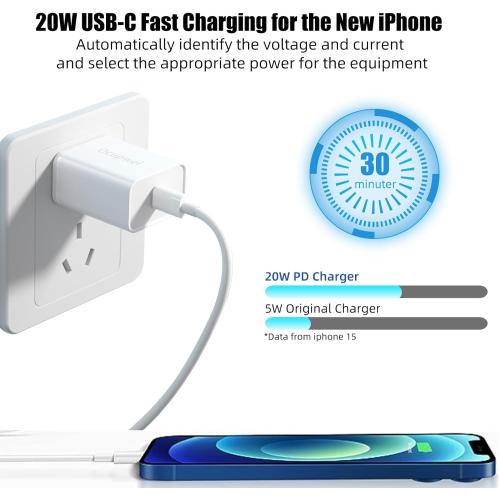 USB C Charger Block 20W, Ocupwei PD 3.0 Fast Charging Wall Charger USBC Power Adapter Type C Brick Cube for iPhone 17/Pro/Pro Max/17 Air/ 16/16 Pro/16 Pro Max/15/Plus/Pro/Pro Max [2 Pack]