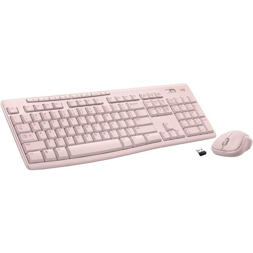 Logitech MK270 Wireless Keyboard and Mouse Combo for Windows, 2.4 GHz, 8 Multimedia Keys, PC, Laptop, Wireless Keyboard Compact Mouse Combo - Rose