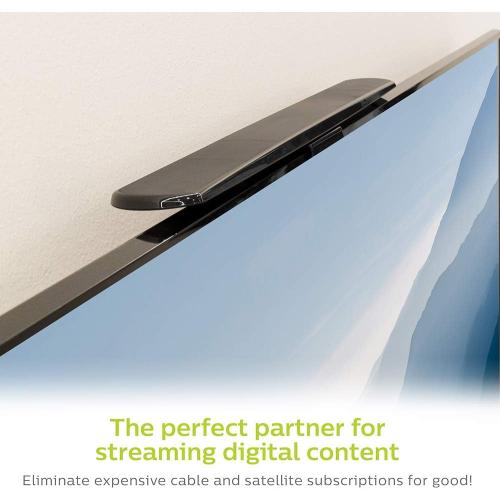 Philips Hover Amplified HD Digital TV Antenna, Long Range Smart TV Antenna, Easy Mount on Top of TV Design, Supports 4K 1080P HD VHF UHF, Signal Booster, Coax HDTV Cable/AC Adapter, SDV7219N/27