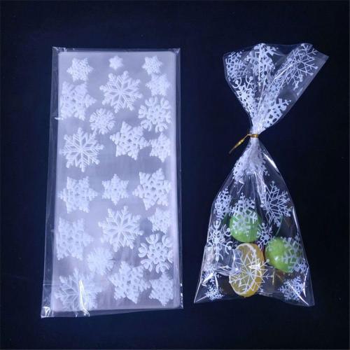 50PCS Snowflake Pouches Cellophane Cookie Baking Packaging Pouch Christmas Candy Bags for Party Supplies