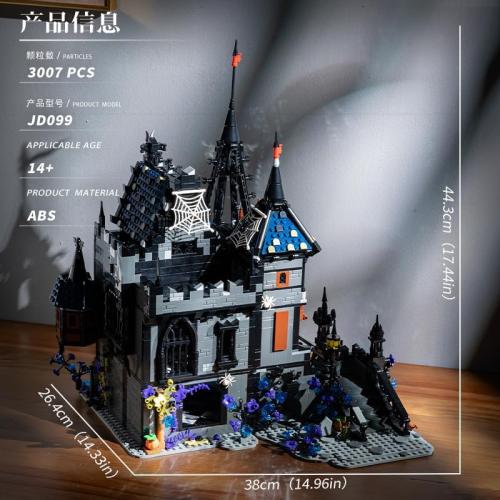 3007Pcs Haunted House Building Set, Halloween Castle Architecture Blocks, 3007Piece Horror Modular Building Kit for Adults & Teens, for Men & Women