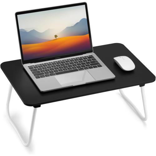 Foldable Laptop Desk, Portable Lap Desk Bed Table, Lightweight Breakfast Table Tray Desk, Laptop Stand, Mini Table for Working Writing Drawing Eating Picnic-Black