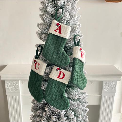 7 inch Mini Cute Knit Monogram Embroidered Christmas Stocking Personalized Initial Christmas Stocking Family Holiday Xmas Party Decor Christmas Decorations