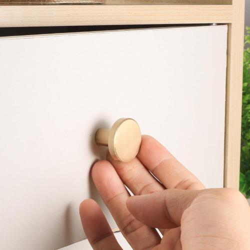 Gold Cabinet Knobs, 8 Pcs Brushed Brass Round Kitchen Cabinet Hardware Pulls Knobs Gold for Dresser Drawer Cupboard Furniture Closet Wardrobe Door Knobs Handles, with Screwdriver, 20x25 mm