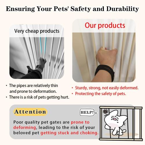 Lumizone Extra Tall Pet Gate 55.12 High Pressure Mounted 63.39-67.90 Extra Wide (9 Sizes) 1.37 Gap for Cat Dog Stairs Doorway Hallway No Drilling Auto-Close (63.39-67.90 W, Cream White)