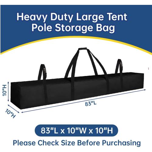 Heavy-Duty Large Tent Pole Storage Bag-83 L x 10 W x 10 H - Water-Resistant,Reinforced Handles for Canopy Tent,Fishing Rods,Hammock