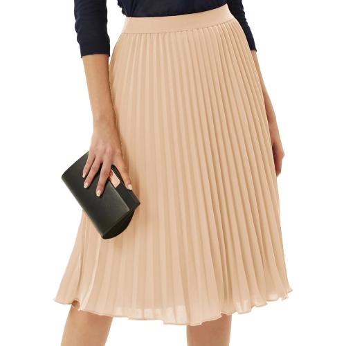 Size S ...GRACE KARIN Women High Elastic Waist Pleated Chiffon Skirt Midi Swing A-line Skirts