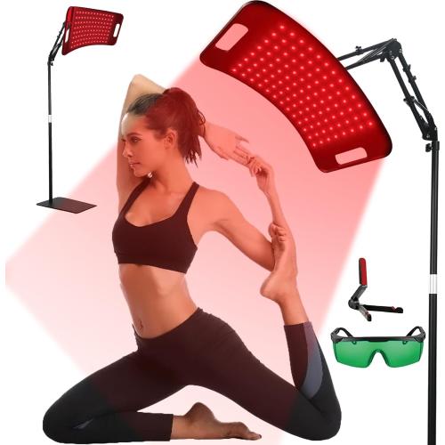 Red Light Therapy for Body,Red Light Therapy Lamp with Adjustable Holder & Desktop Stand,660nm and 850nm Infrared Light Panel Device for Facial and Full Body(130 Beads)