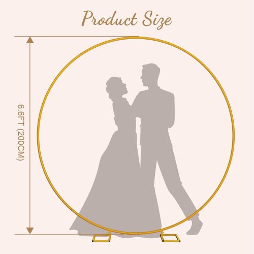 Minetom 6.6FT Round Metal Backdrop Stand with White Wedding Arch Cover Spandex, Gold Wedding Balloon Arch Backdrop Stand Round Arch Frame for Birthday Party Baby Shower Graduation Ceremony Decoration