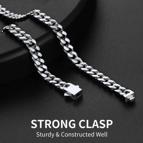 ChainsHouse Stainless Steel Mens Cuban Link Chain, Black/ 18K Gold Plated Miami Cuban Chain Necklace, 5mm/7mm/9mm/12mm/14mm Width, No Tarnish& Durable Hip Hop Mens Jewelry, 18-30, Send Gift Box