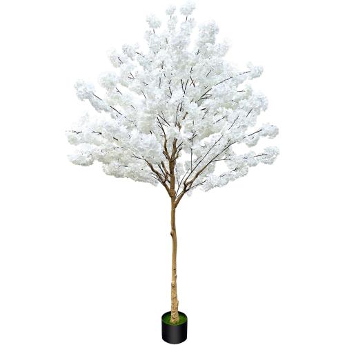 Artificial Cherry Blossom Tree 8.5ft, White, Fake Cherry Tree for Wedding, Home, Office, Living Room, Indoor/Outdoor Decor