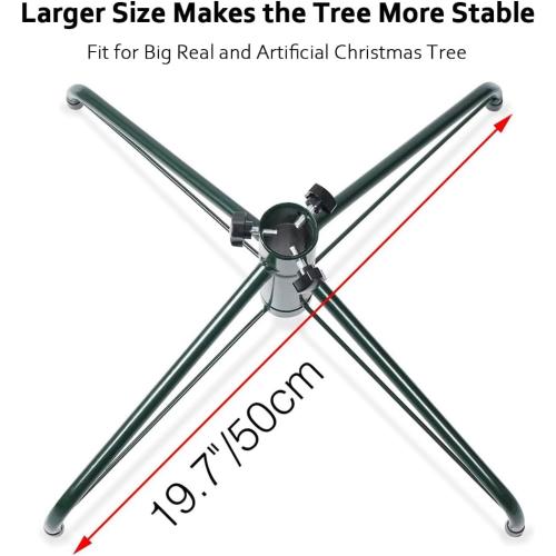 Elfjoy Christmas Tree Stand 19.7 inches Iron Metal Bracket Rubber Pad with Thumb Screw (50cm)