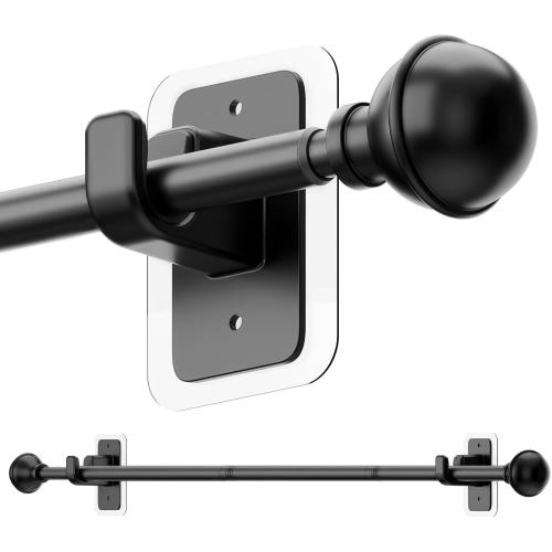 ENJOYBASICS Curtain Rods No Drilling for Renter, 28-47 Adjustable, Black