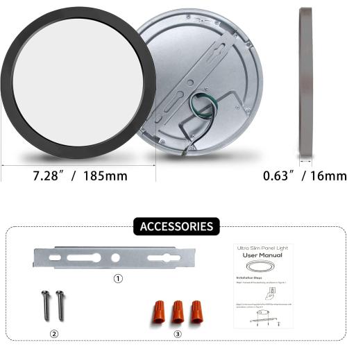 7 Inch Small LED Flush Mount Ceiling Light Dimmable,5000k Daylight Ultra Slim Round Flat Panel Ceiling Light Fixture,Modern Ceiling Lamp for Closet,Kitchen,Bathroom,Hallway(1 Pack)