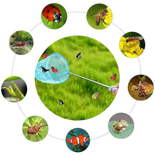 Skrtuan Kids Telescopic Butterfly Fishing Nets Great for Catching Insect Net Perfect Outdoor Tools for Catching Bugs Fish Insect Ladybird, Extendable 34 Inches and Anti Slip Grip (5 Pack)