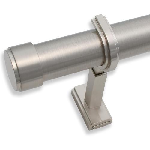 BlastHome® Non-Adjustable Luxury Curtain Rods for Windows, 1 ¼” Rod Set, 4 foot Fixed Length, Brushed Nickel