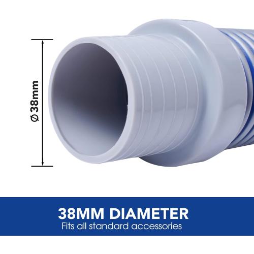 POOLWHALE Professional Swimming Pool Vacuum Cleaner Hose -1.5” 8 Piece Hoses, Perfect Vacuum Extension/Replacement - Compatible with all Major Automatic Pool Cleaners