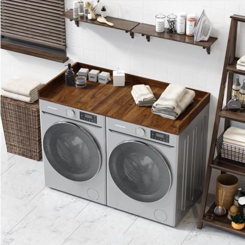 OfficeSimpli Washer Dryer Countertop, Made in USA, Non-Slip Pads, Laundry Room Wood Topper, Washer Dryer Cover for Top, Laundry Guard, Laundry Countertop (California Walnut, Standard (27.5 x 54))