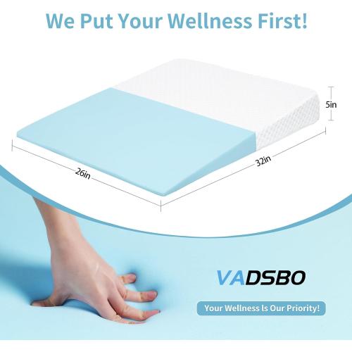 Wedge Pillow, Bed Wedge Pillows for Sleeping, Snoring, Back Support, After Surgery, Foam Triangle Pillow, Removable Washable Cover (White, 5in)