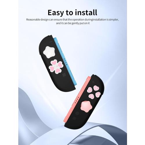 Silicone Joystick Caps for Nintendo Switch 2,WUNIAK Directional Silicone Colorful Button Covers Star Design, Non-Slip Keycaps and DIY Button Repair Kit,Pink and White Suit