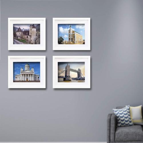 16x20inch Picture Frame 2 Pack White Solid Wood Display Pictures 12x16 with Mat or 16x20 Wall Without Mounting Photo Frames（2pcs）