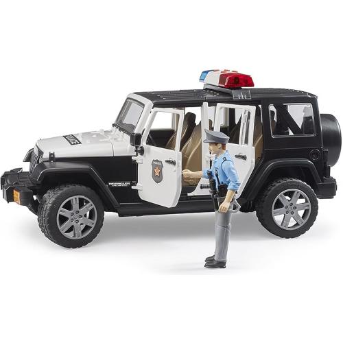 Bruder 02526 Jeep Rubicon Police car with Light skin Policeman, Jeep W/ Light Skin Policeman