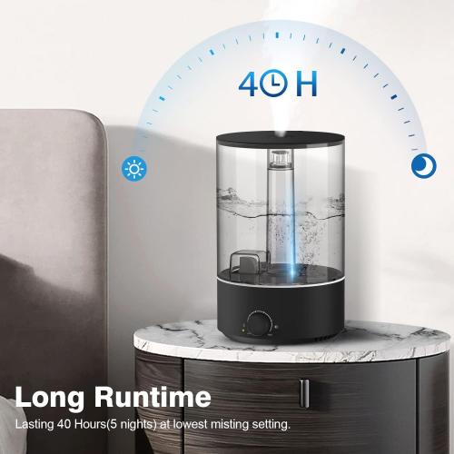 Acare Humidifier for Bedroom Large Room, 5L Top Fill Cool Mist Humidifier for Baby Home Plant, Air Ultrasonic Humidifiers for Whole House, 40H Work Time (Black)