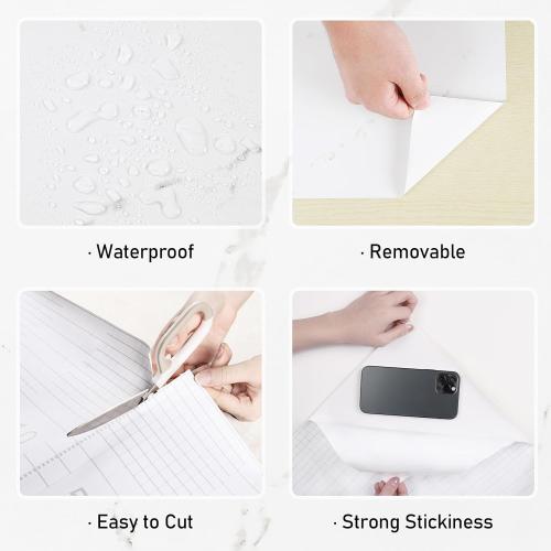 Wallercity Matte White Marble Contact Paper for Countertops Peel and Stick Kitchen Countertop Wallpaper for Cabinets Tables Waterproof Self-Adhesive Granite Wall Paper Roll for Bathroom 24x118 in