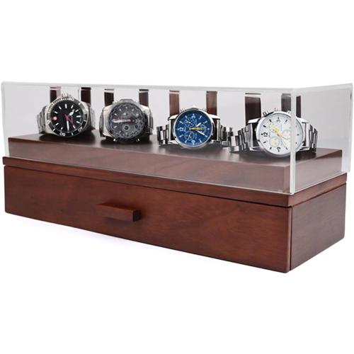 Sophisticated Watch Case Organizers Handy Wood Watch Display for 4 Watches Elegant Men's Watch Case with Acrylic Top
