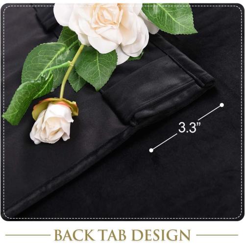 StangH Blackout Velvet Curtains for Sliding Door Back Tab Black Thermal Insulated Curtain Panels 96 inches Long Backdrop Curtains for Studio/Theater, W62 x L96, 2 Panels